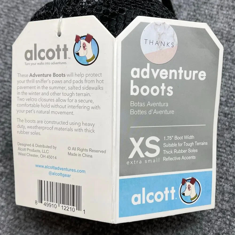 ALCOTT Black and Gray Dog Adventure Boots XS